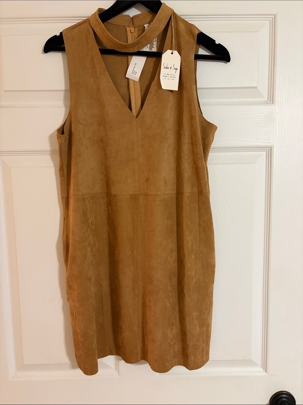 NWT Sadie & Sage Tan Suede Mock-Collar Mini Dress